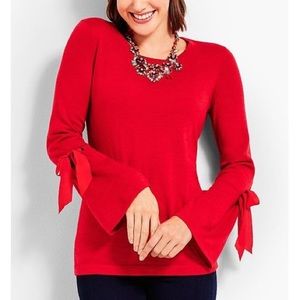 RSVP Talbots red bell sleeve tie top